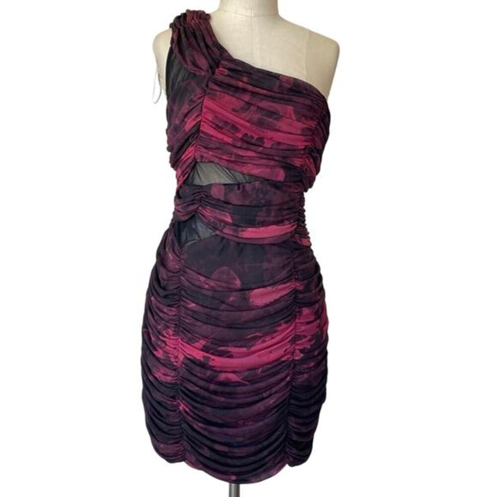 Y2K‎ Dark Fairy bodycon dress Large ruched one shoulder deadstock Rampage Grunge